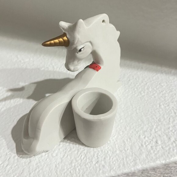 Set Of Two Hand Painted Christmas Unicorn Votive Candle Holder Holiday Trinkets - Picture 4 of 10